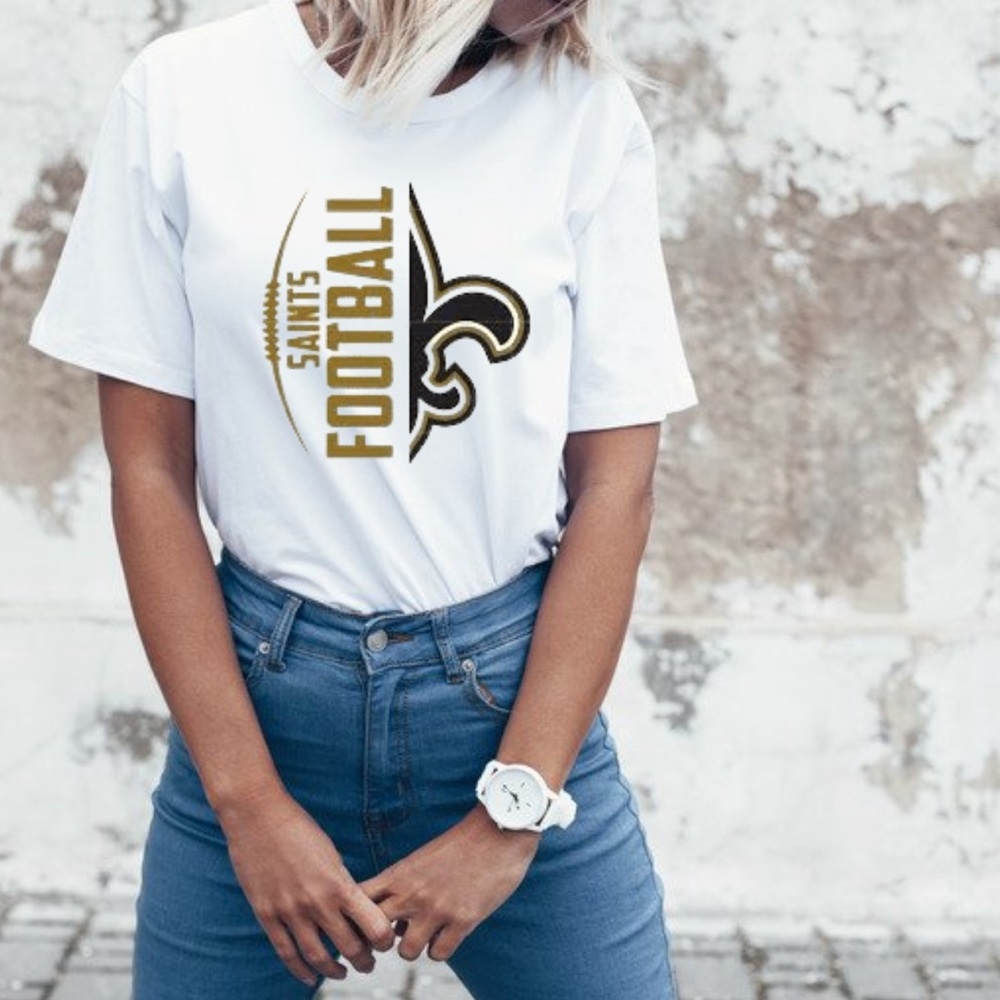 Saints Football Custom UNISEX Vinyl Football WHO DAT Gameday T-Shirt